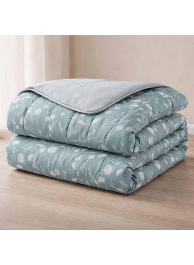 ماركه  طقم مفرش سرير نفر ونص 4 قطع وجهين (مشجر / سادة) – لحاف منفوخ مايكروفايبر 170×230 سم مع شرشف مطاطي، خامة فاخرة وتصميم أنيق يمنح غرفتك لمسة فخامة وراحة - Image 2